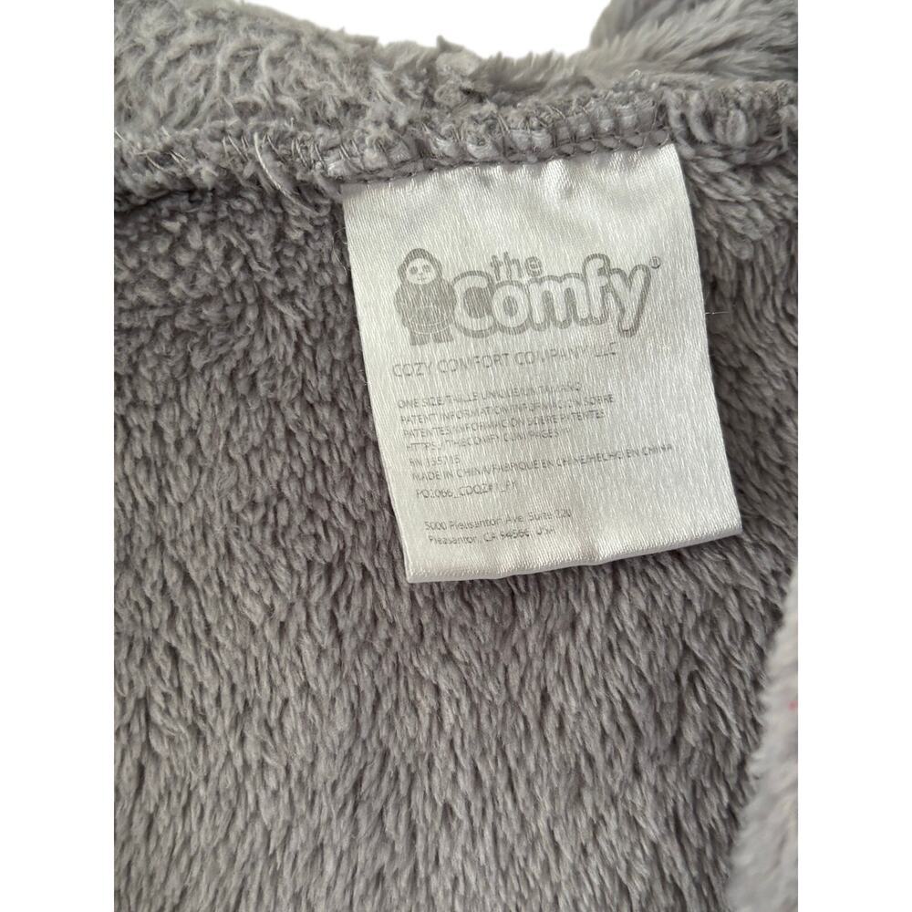 The Comfy Gray Oversized Sherpa Hooded Wearable Blanket Hoodie One Size Plush - Picture 5 of 7